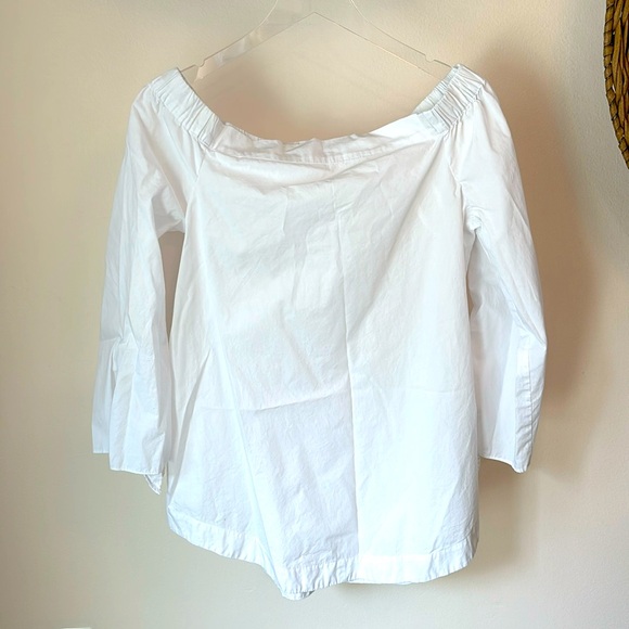 Free People | Show Me some Shoulder White  Classic Cotton Top Sz S - Picture 3 of 6